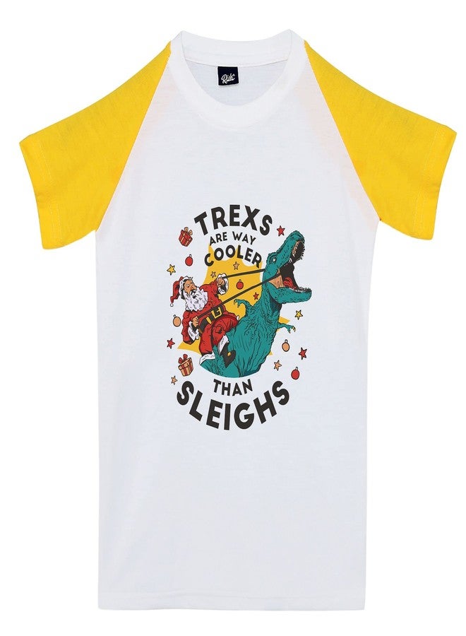 RISH Tshirt for Boys and Kids | Super Soft Cotton Fabric Trex Cooler Sleighs Printed Casuals - Mustard 5-6 Years - Image 1